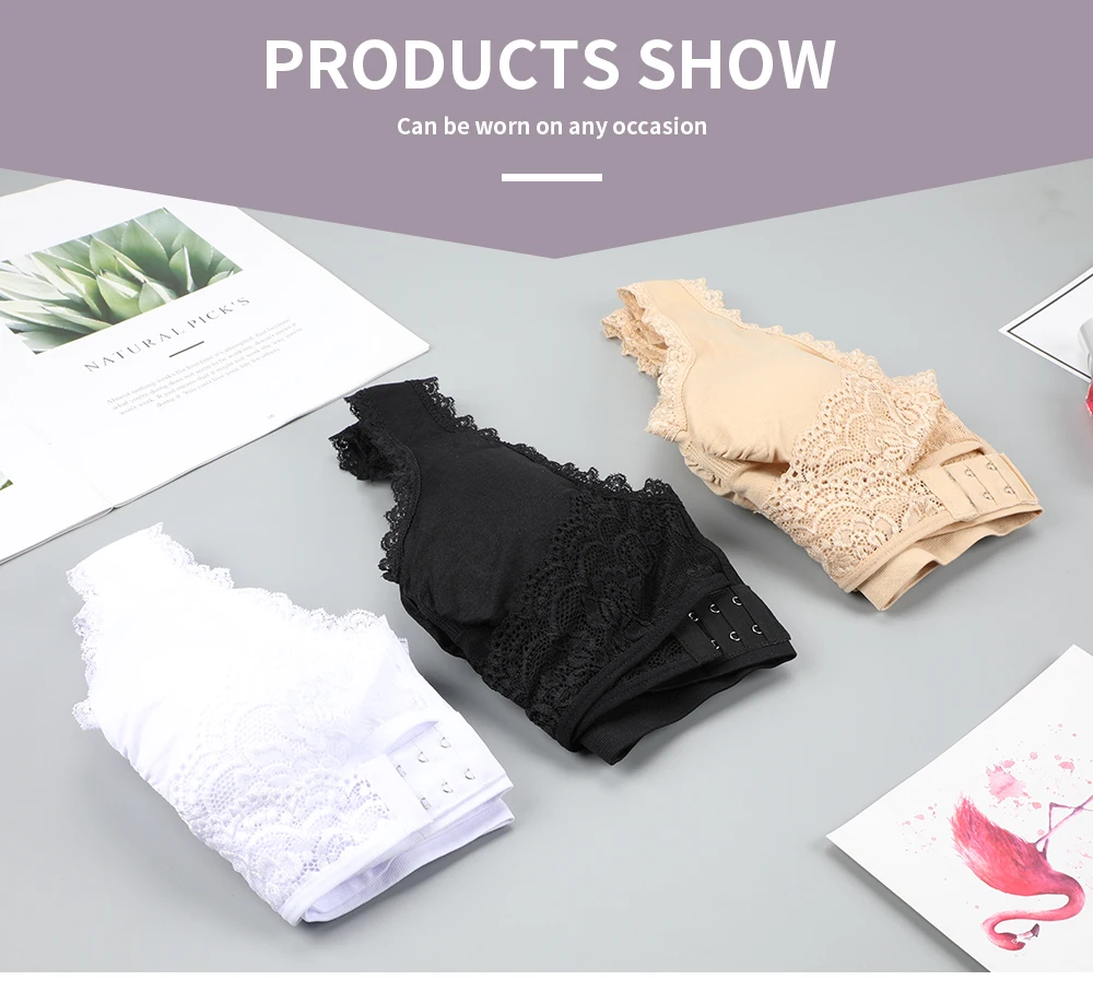 Front Cross Side Buckle Wireless Lace Sports Bras